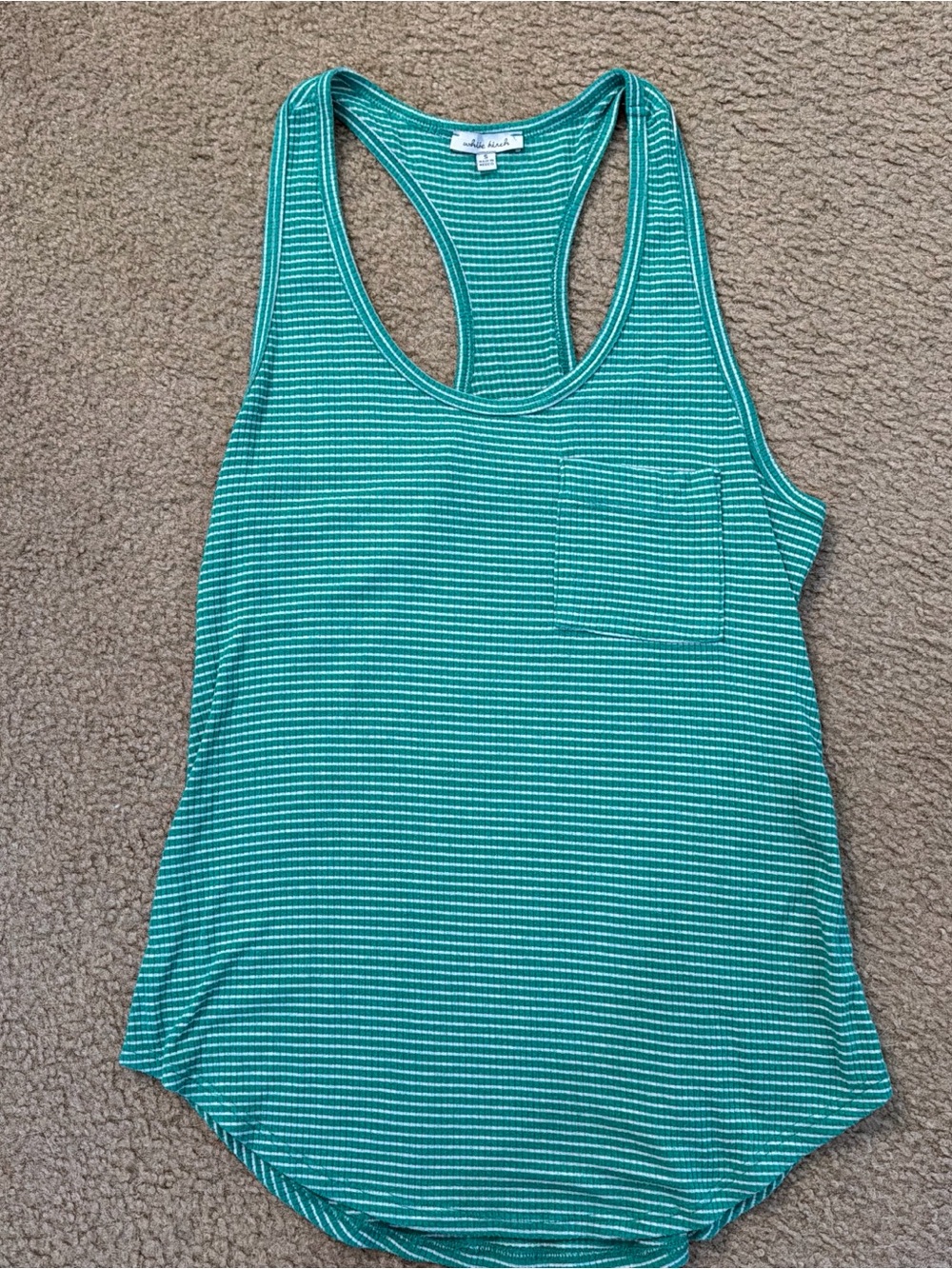 White birch Teal Striped Racerback Tank Top